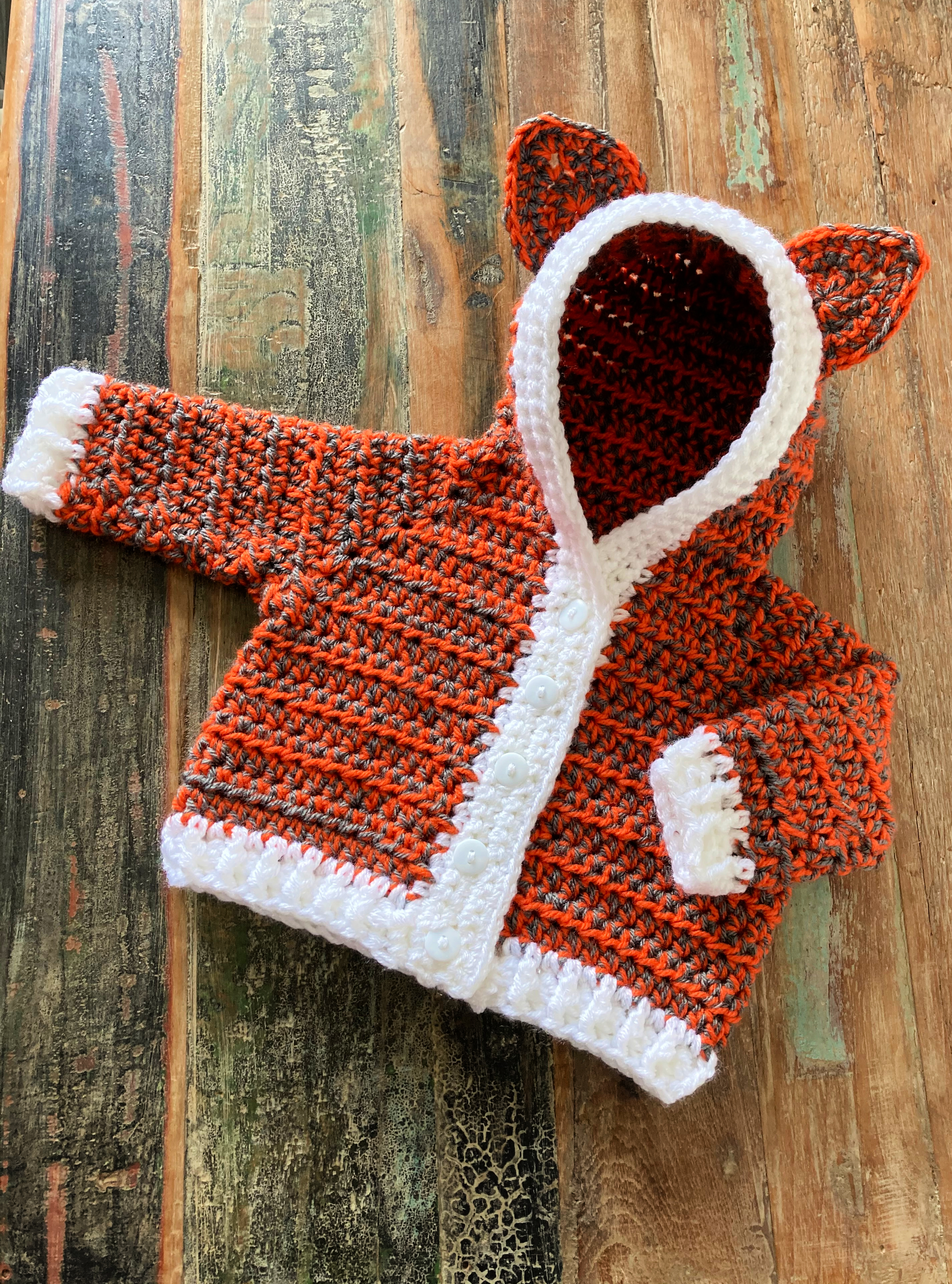 Baby Fox Hooded Cardigan (Newborn Crochet Pattern) – Adele Uyan